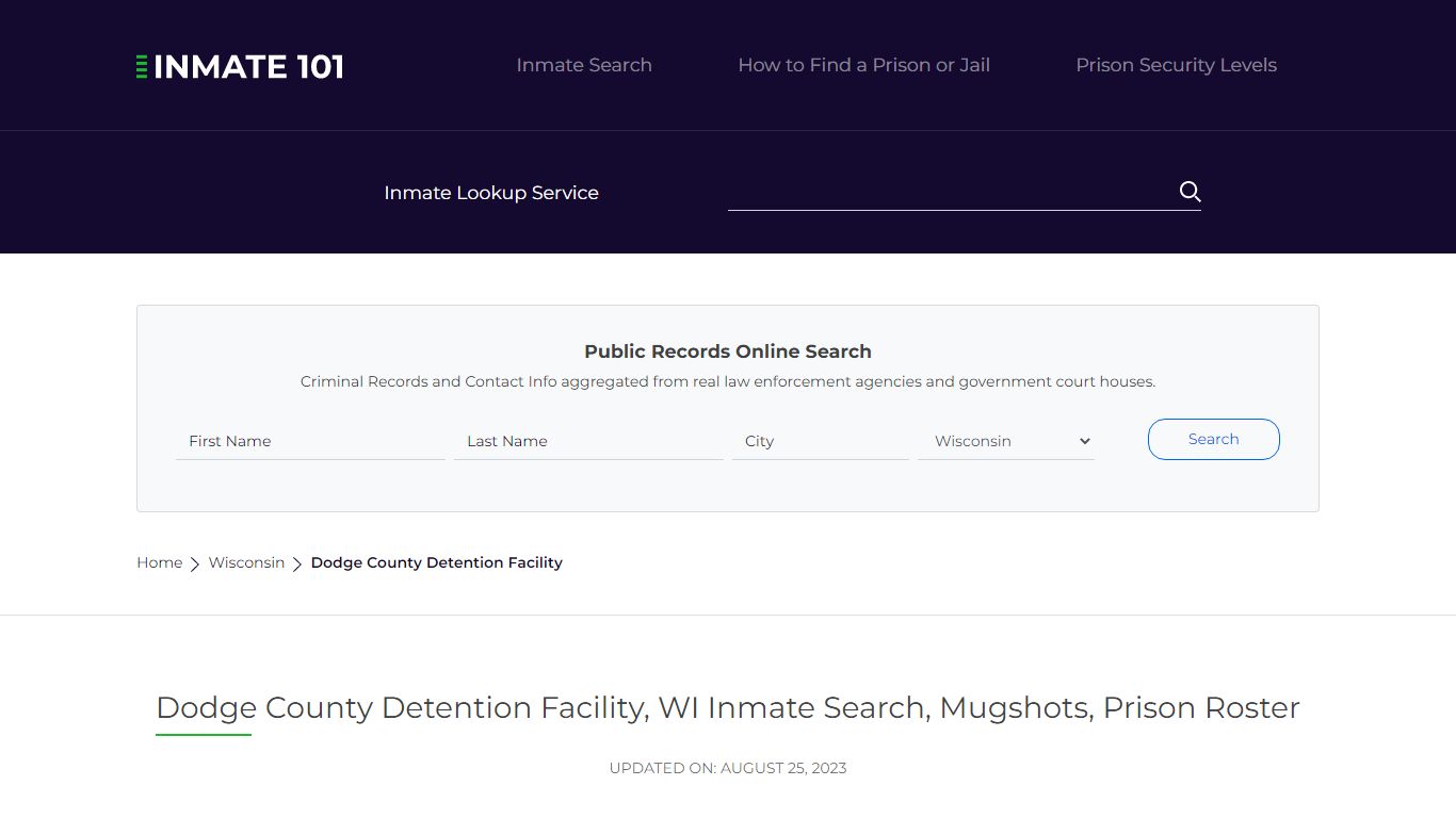 Dodge County Detention Facility, WI Inmate Search, Mugshots, Prison ...